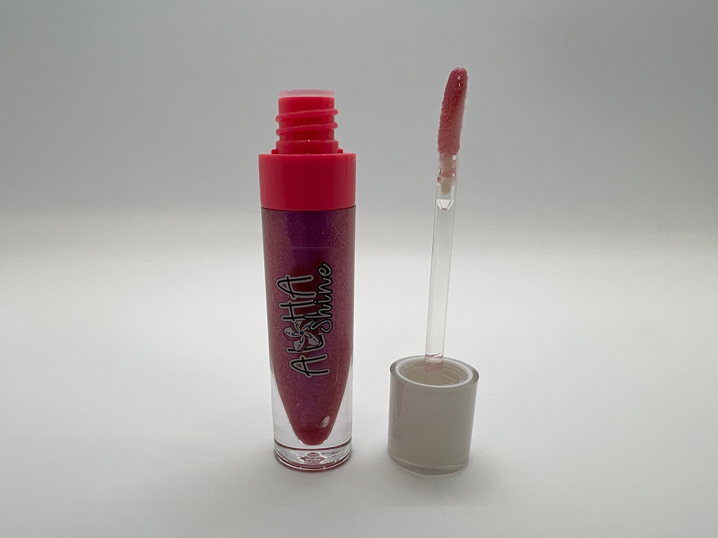 Happily Ever After - Strawberry Bubblegum Flavored Lip Gloss - Purple with Pink Sparkles and Blue Undertones