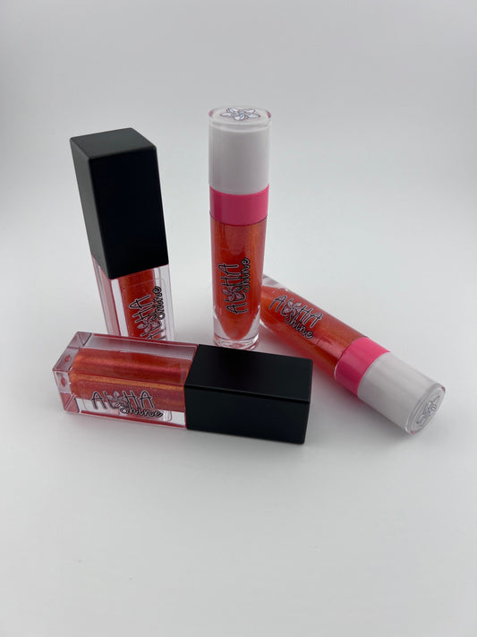 Candy Cane Swirl- Candy Cane flavored- Glossy shine with red and pink swirls