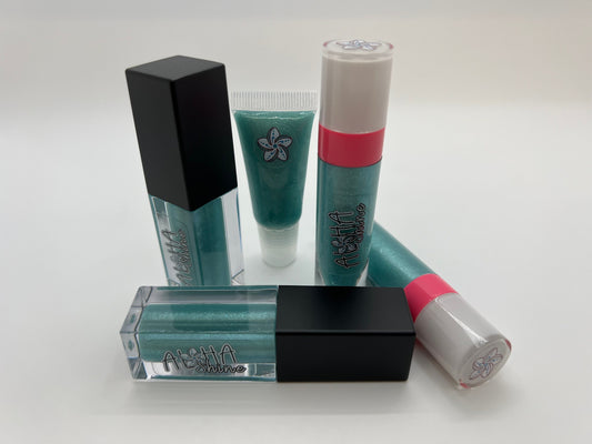 Coral Reef - Blue Raspberry Cotton Candy Flavored Lip Gloss with Teal Shimmer